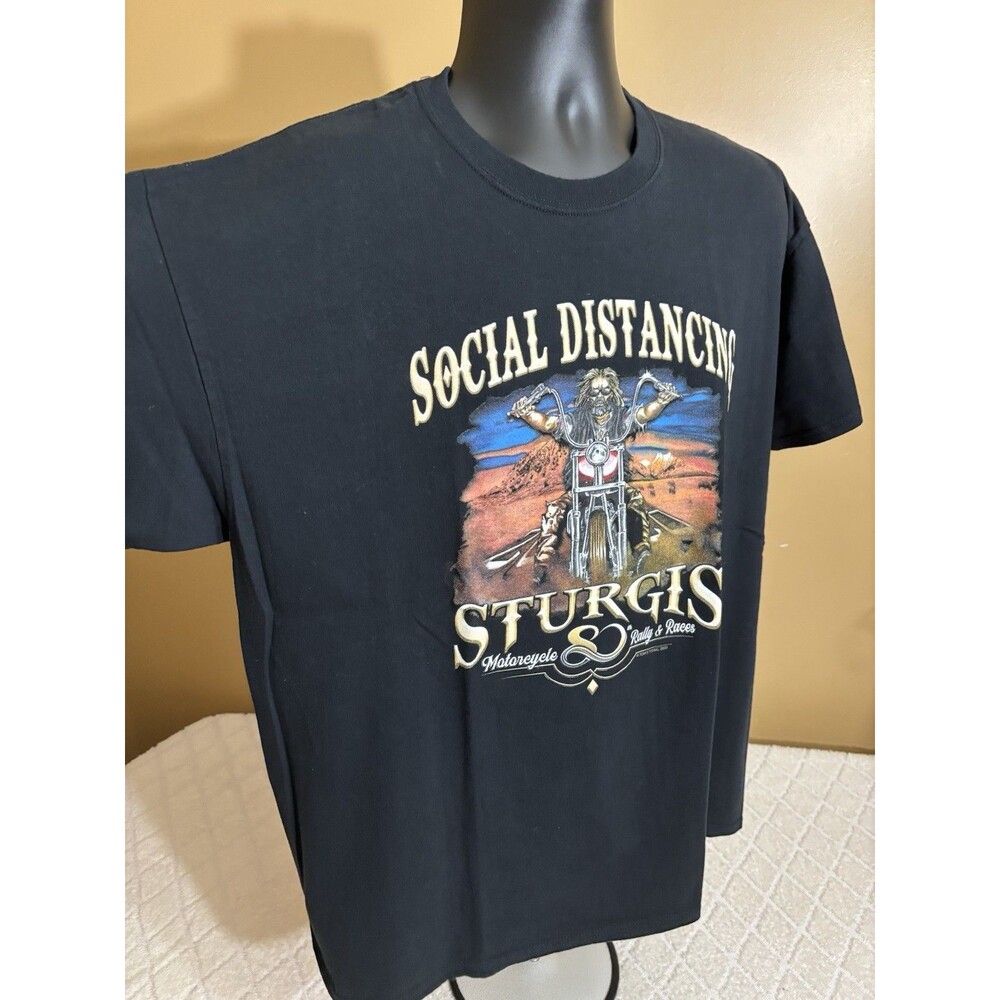 Sturgis Motorcycle Bike Rally Races 2020 COVID Social Distancing 2 Sided Tee XL - Picture 3 of 13